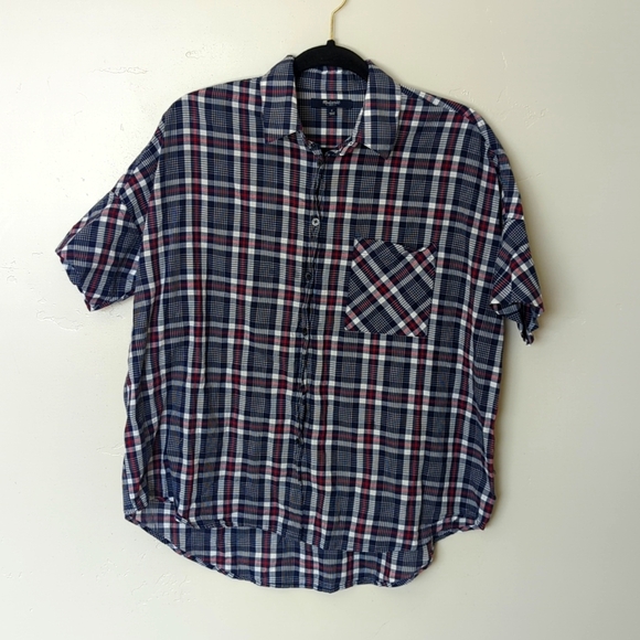 Madewell Blue & Red Plaid Casual Relaxed Fit Button Down‎ Shirt Men's S - Picture 1 of 6